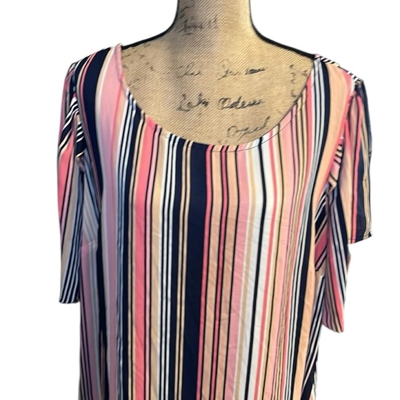 Fox & Ali Striped Pink and Navy Women's blouse with extra ties on sleeves - Picture 2 of 7